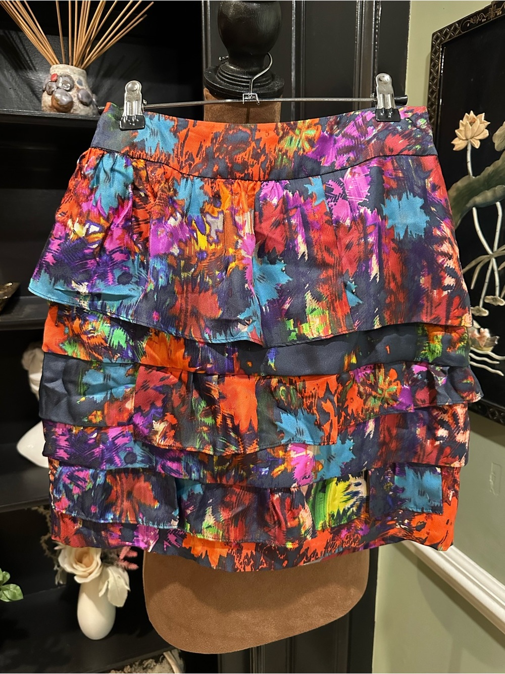 Leifsdottir for Anthropologie Tiered Silk Mini Skirt – Size 2